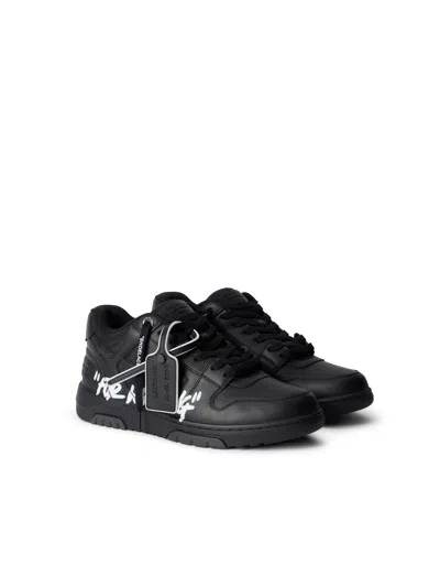 Off-white Out Of Office Black Low Top Sneakers With Arrow Patch In Leather Man In Multi