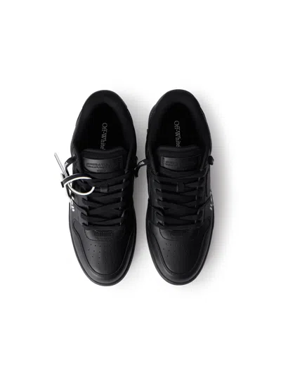 Off-white Out Of Office Black Low Top Sneakers With Arrow Patch In Leather Man In Multi
