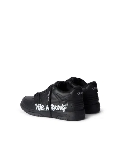 Off-white Out Of Office Black Low Top Sneakers With Arrow Patch In Leather Man In Multi