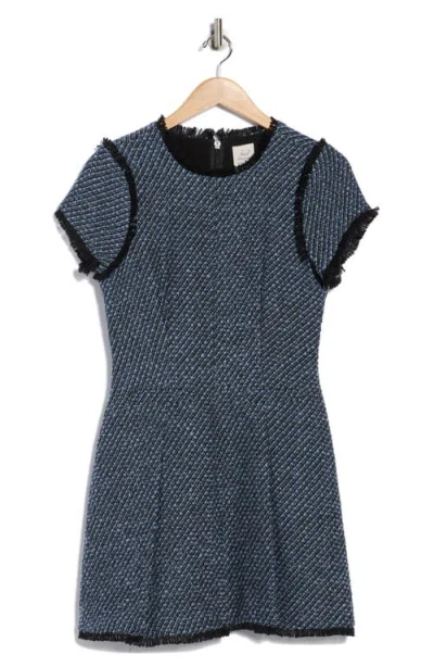 Cinq À Sept Nova Short Sleeve Metallic Tweed Dress In Gray