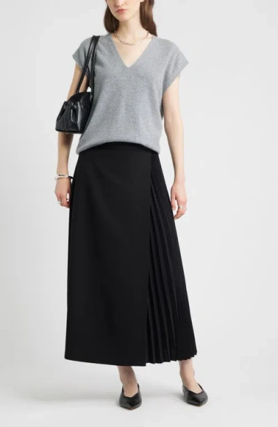 Nordstrom Mixed Media Maxi Skirt In Black