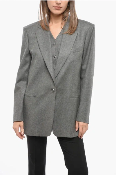 The Andamane One Button Oversized Guia Blazer In Gray