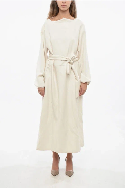 Oblo Unique Tie Neck Solid Color Maxi Dress In Neutral