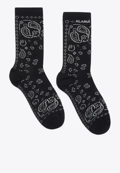 Alanui Bandana Cotton Socks In Black