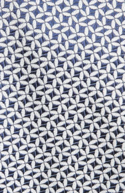 Canali Geometric Pattern Silk Jacquard Tie In White