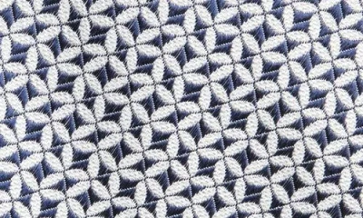 Canali Geometric Pattern Silk Jacquard Tie In White