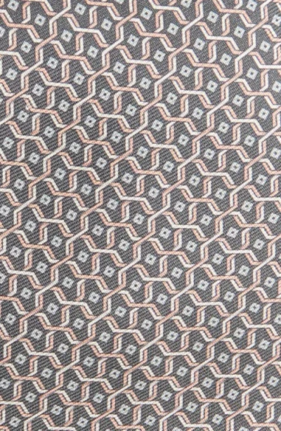Canali Geometric Silk Tie In Brown