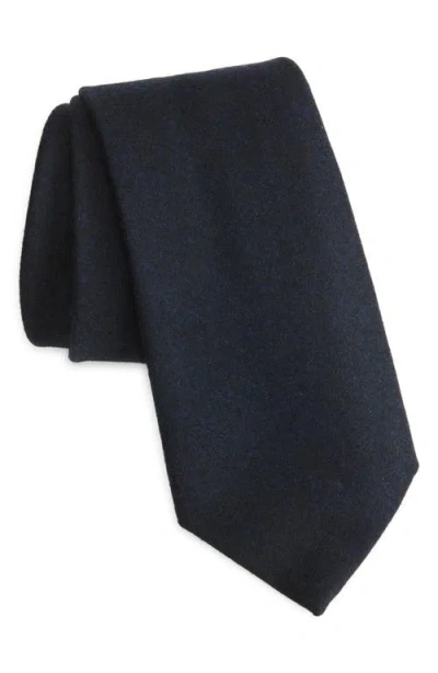 Canali Brushed Wool Tie In Black