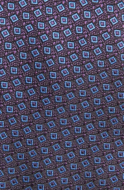 Canali Geometric Silk Tie In Blue