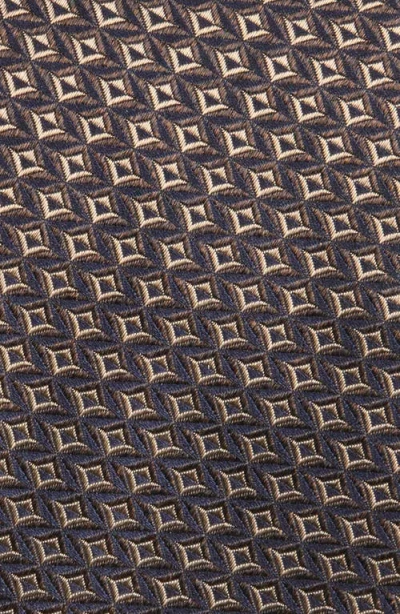 Canali Geometric Pattern Silk Jacquard Tie In Green