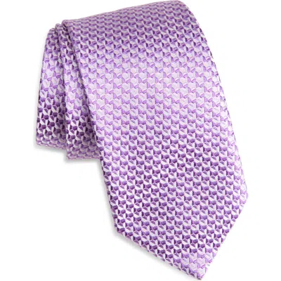 Canali Geometric Silk Tie In Pink