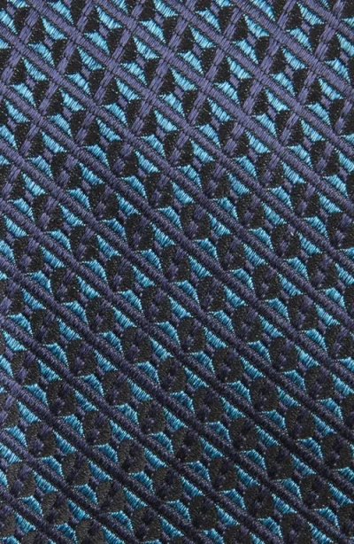 Canali Geometric Pattern Silk Tie In Blue