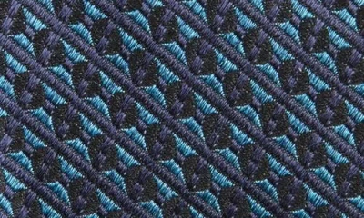 Canali Geometric Pattern Silk Tie In Blue