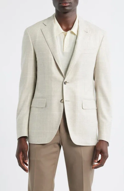 Canali Kei Trim Fit Tan Plaid Wool & Silk Sport Coat In Neutral