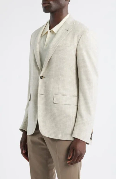 Canali Kei Trim Fit Tan Plaid Wool & Silk Sport Coat In Neutral