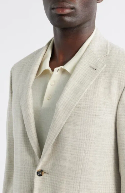 Canali Kei Trim Fit Tan Plaid Wool & Silk Sport Coat In Neutral