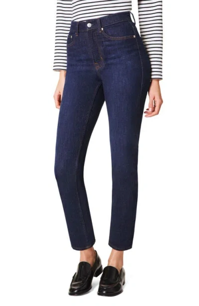 Spanx Redefine High Rise Slim Straight Jeans In Dark Indigo In Blue