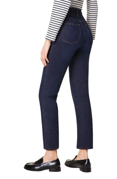 Spanx Redefine High Rise Slim Straight Jeans In Dark Indigo In Blue