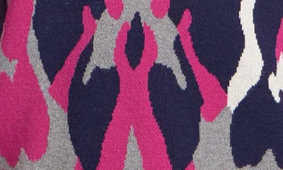 Apny Leopard Funnel Neck Top In Navy Multi In Multi