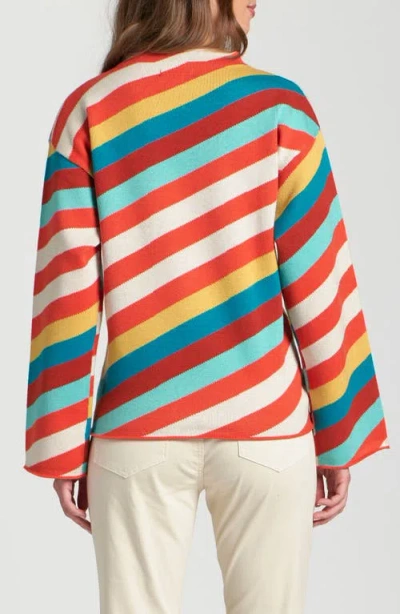 Apny Diagonal Stripe Funnel Neck Sweater In Multi