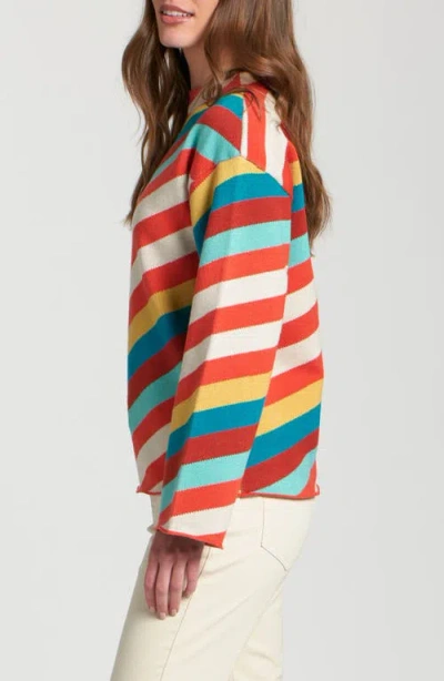 Apny Diagonal Stripe Funnel Neck Sweater In Multi