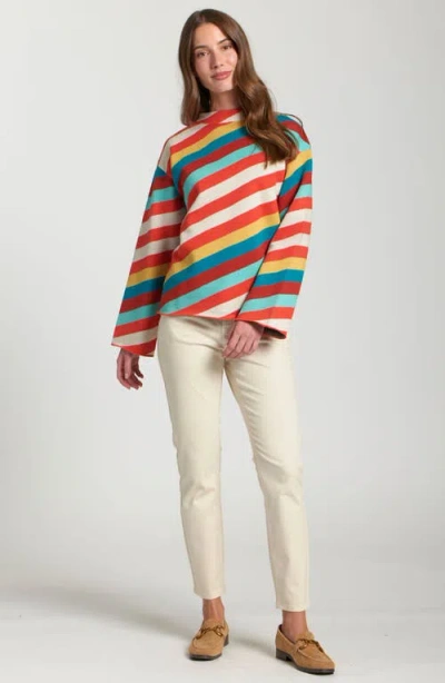 Apny Diagonal Stripe Funnel Neck Sweater In Multi