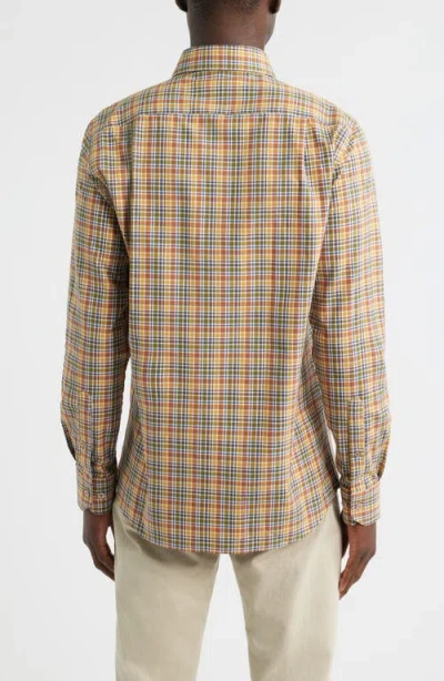 Scott Barber Canclini Regular Fit Plaid Cotton Button-up Shirt In Brown