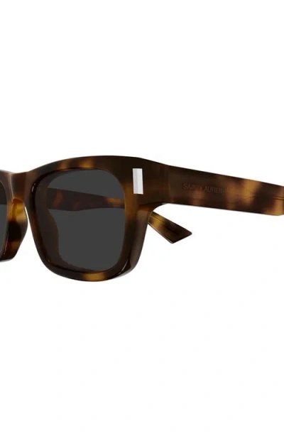 Saint Laurent 53mm Rectangular Sunglasses In Brown