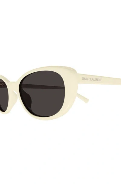 Saint Laurent 52mm Acetate Cat-eye Sunglasses In White