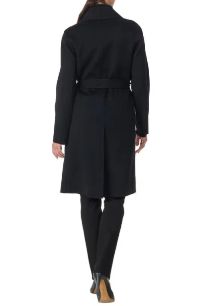 Sofia Cashmere Double Face Wool & Cashmere Wrap Coat In Black