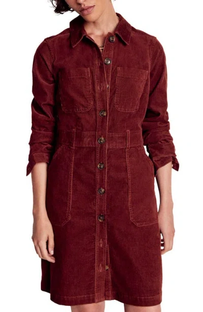 Boden Long Sleeve Corduroy Shirtdress In Red