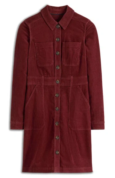 Boden Long Sleeve Corduroy Shirtdress In Red