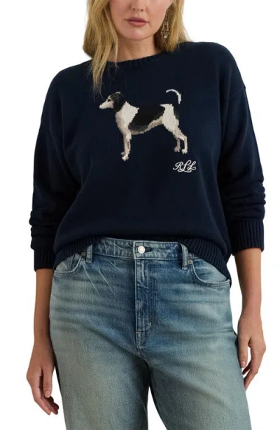 Ralph Lauren 'english Foxhound' Intarised Sweater In Blue