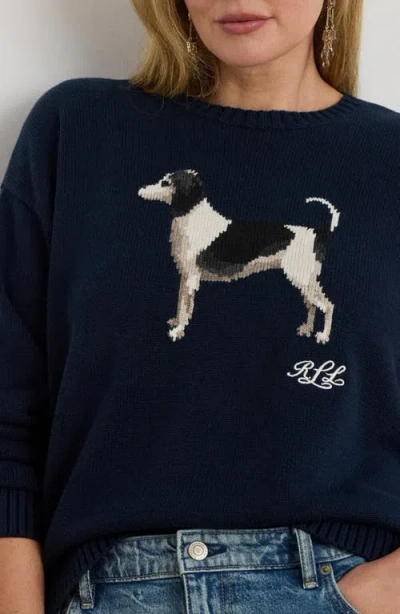 Ralph Lauren 'english Foxhound' Intarised Sweater In Blue