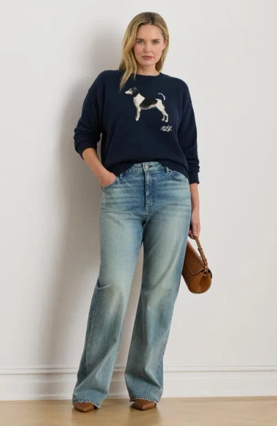 Ralph Lauren 'english Foxhound' Intarised Sweater In Blue