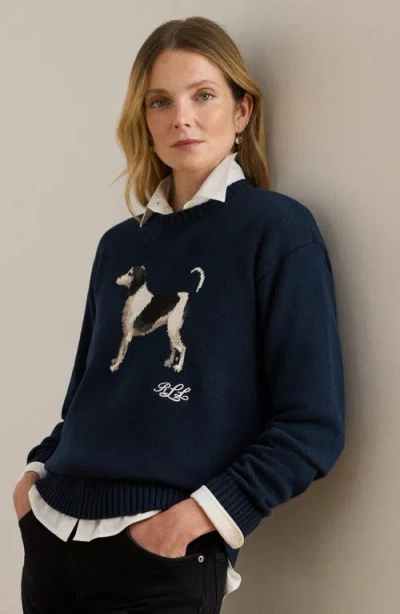 Ralph Lauren 'english Foxhound' Intarised Sweater In Blue