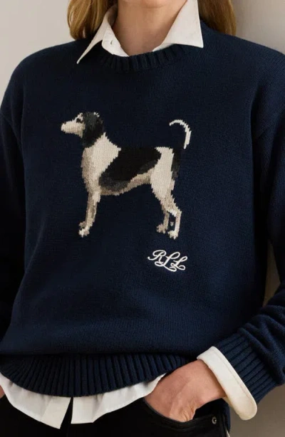 Ralph Lauren 'english Foxhound' Intarised Sweater In Blue