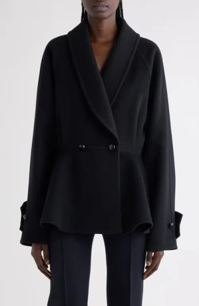 Chloé Double Breasted Wool Peplum Jacket In Black