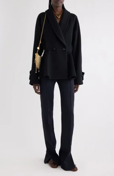 Chloé Double Breasted Wool Peplum Jacket In Black