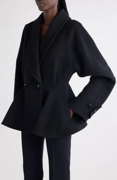 Chloé Double Breasted Wool Peplum Jacket In Black