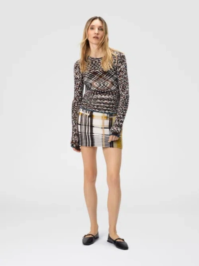 Missoni Mini Skirt With Pockets And Check Pattern In White
