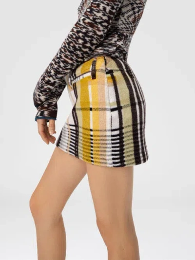 Missoni Mini Skirt With Pockets And Check Pattern In White