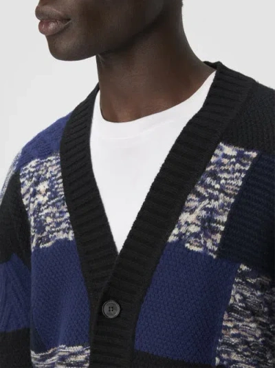 Missoni Cardigan Aus Reiner Wolle Mit Flammen- Und Zickzackeinsätzen In Blue