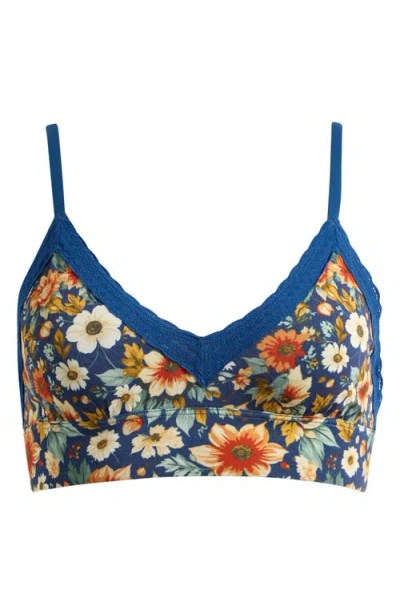 Meundies Feelfree Lace Trim Plunge Bralette In Blue
