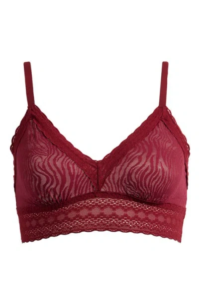 Meundies Allover Lace V-neck Bralette In Red