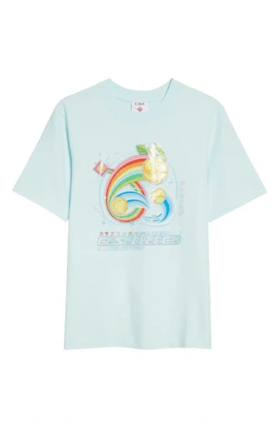 Casablanca T-shirt In Cotone Azzurro Pastello Uomo In Blue