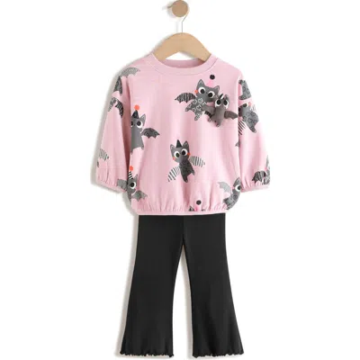 Next Kids' Bat Print Graphic Sweatshirt & Flare Leggings Set In Multi
