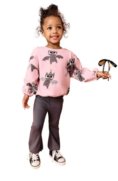 Next Kids' Bat Print Graphic Sweatshirt & Flare Leggings Set In Multi