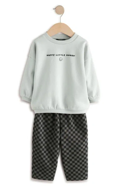 Next Kids' Crewneck Sweatshirt & Checkerboard Sweatpants Set In Multi