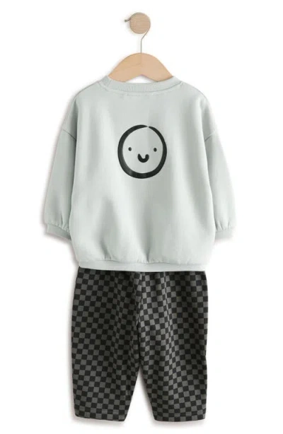 Next Kids' Crewneck Sweatshirt & Checkerboard Sweatpants Set In Multi
